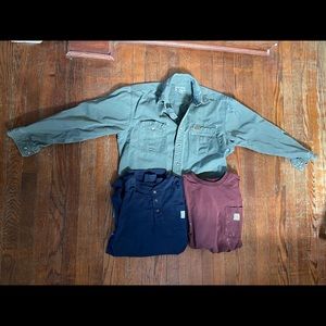 3 large Carhartt shirts. 1 button down 1 LS 1 SS.